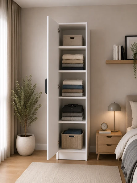 Gani Home SELEN Tek Kapaklı Raflı Gardırop M-1 | Çok Amaçlı Elbise Dolabı ürün görseli 1