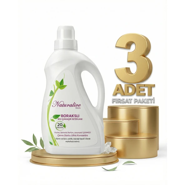 Naturalive Borakslı Sıvı Çamaşır Detarjanı 3x1000 Ml ürün görseli 1