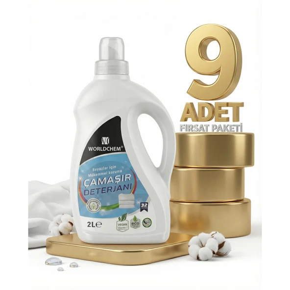 Worldchem Çamaşır Detarjanı Sıvı Beyazlar 9x2 Lt ürün görseli 1