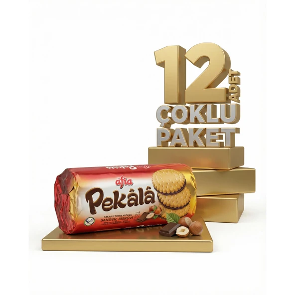 Afia Pekala Kakaolu Fındık Kremalı Sandviç Bisküvi 12x200 Gr ürün görseli 1