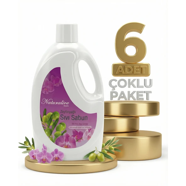 Naturalive Zeytinyağlı Sıvı El Sabunu 6x2,5 Lt ürün görseli 1