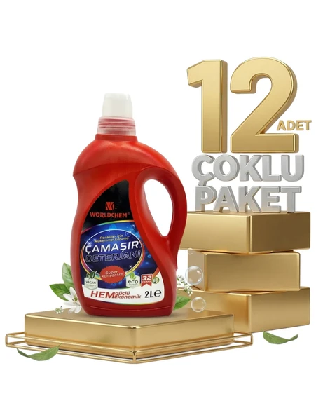 Worldchem Çamaşır Detarjanı Sıvı Renkliler 12x2 Lt ürün görseli 1