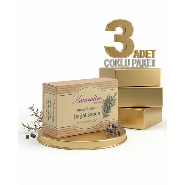 Naturalive Katı Ardıç Katranlı Sabun 3x120 Gr ürün görseli 1