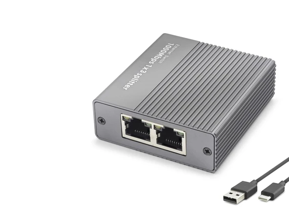 Gigabit Ethernet Switch 4 Port Type C Güç Girişli Gri HDX1413 ürün görseli 1