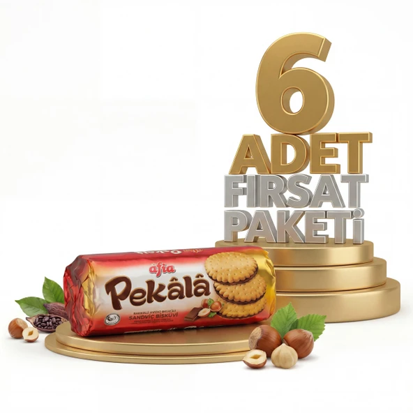 Afia Pekala Kakaolu Fındık Kremalı Sandviç Bisküvi 6x200 Gr ürün görseli 1