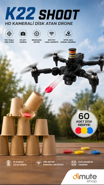 K22 Shoot HD Kameralı Disk Atan Drone Brushless Motor Katlanabilir ürün görseli 1