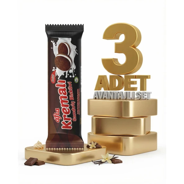 Afia Kakao Kremalı Sandviç Bisküvi 3x60 Gr ürün görseli 1