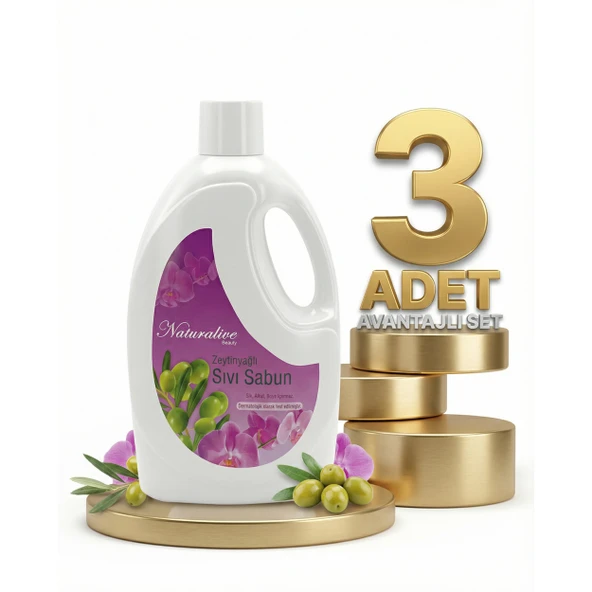 Naturalive Zeytinyağlı Sıvı El Sabunu 3x2,5 Lt ürün görseli 1