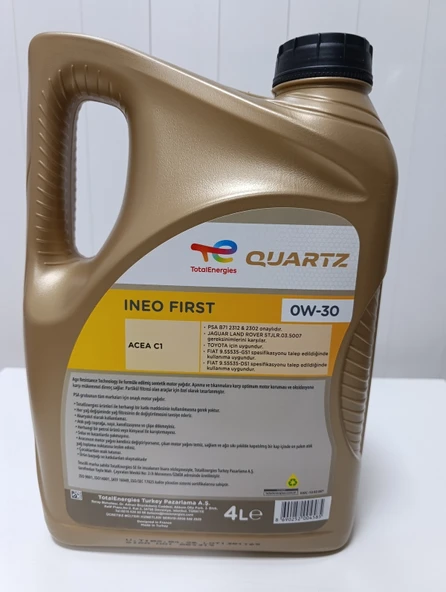 TOTAL QUARTZ INEO FIRST 0W-30 4 LT 2026 ÜRETİM - Resim 2