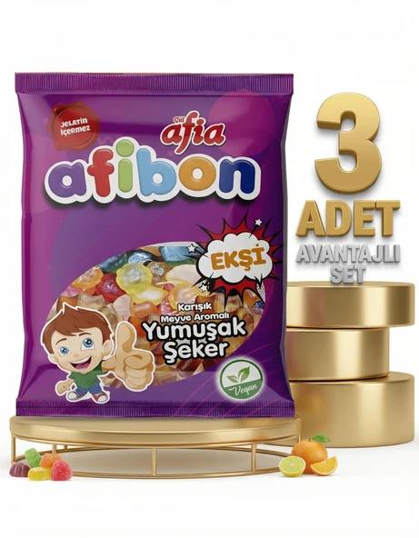 Afia Afibon Ekşi Karışık Meyveli Yumuşak Şeker 3x80 Gr ürün görseli 1