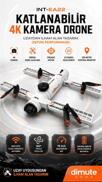 Katlanabilir 4K Kamera Drone Wifi Fpv 360 Takla, Işık Sensörü INT-AE22 ürün görseli 1