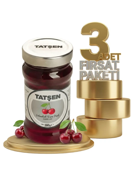 Tatşen Cam Reçel Vişne 3x380 Gr - Resim 2