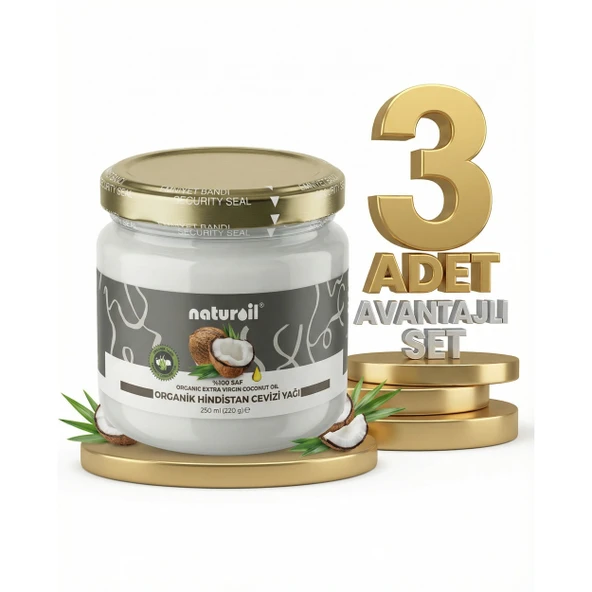 Naturoil Organik Hindistan Cevizi Yağı 3x250 Ml ürün görseli 1