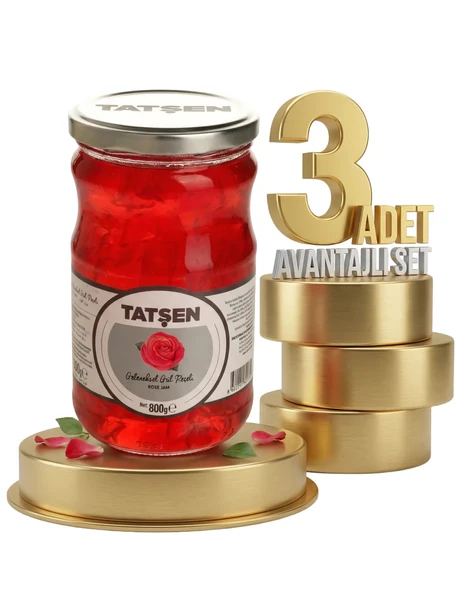 Tatşen Cam Reçel Gül 3x800 Gr - Resim 2