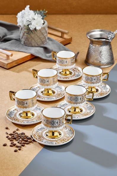 Cooker Zerina 6 Kişilik 90 ml Porselen Kahve Fincan Takımı CKR4528 ürün görseli 1