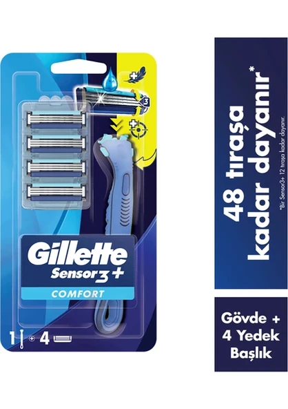 Gillette Sensor3+ Comfort 4 Başlıklı Tıraş Bıçağı ürün görseli 1
