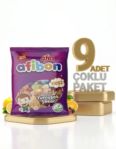Afia Afibon Ekşi Karışık Meyveli Yumuşak Şeker 9x80 Gr ürün görseli 1