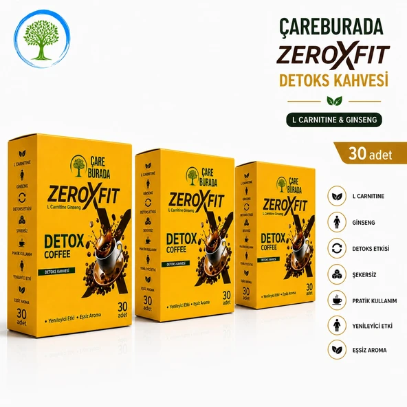 ÇareBurada ZeroxFit Detoks Kahvesi 30 Saşe 3 gr x 3 Adet | L-Carnitine, Ginseng, Guarana ve Hindiba İçerikli Çözünebilir ürün görseli 1