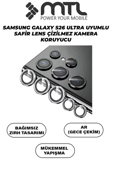 Samsung S26 Uyumlu Safir Lens Çizilmez Dayanıklı Kamera Koruyucu ürün görseli 1