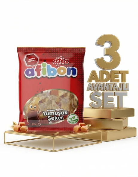 Afia Afibon Karamel Aromalı Yumuşak Şeker 3x80 Gr ürün görseli 1