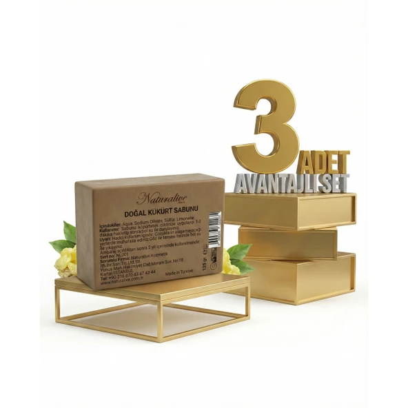 Naturalive Doğal Kükürt Sabunu 3x125 Gr ürün görseli 1