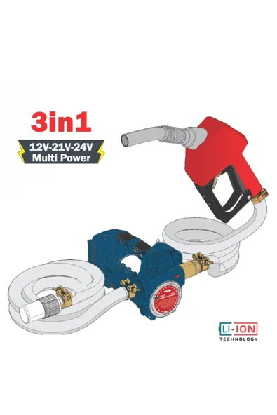 CMC0885  Akülü Mazot Aktarma Pompası 12V-21V-24V ürün görseli 1