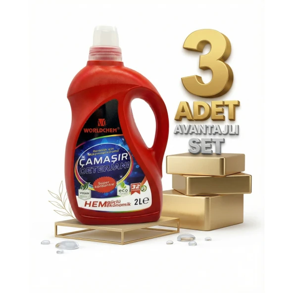 Worldchem Çamaşır Detarjanı Sıvı Renkliler 3x2 Lt ürün görseli 1