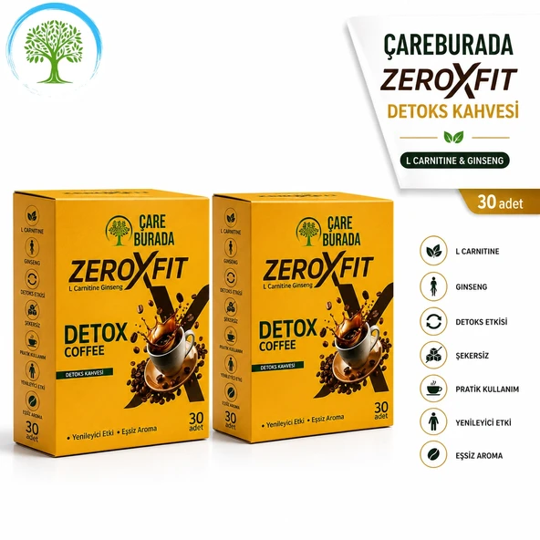 ÇareBurada ZeroxFit Detoks Kahvesi 30 Saşe 3 gr x 2 Adet | L-Carnitine, Ginseng, Guarana ve Hindiba İçerikli Çözünebilir ürün görseli 1