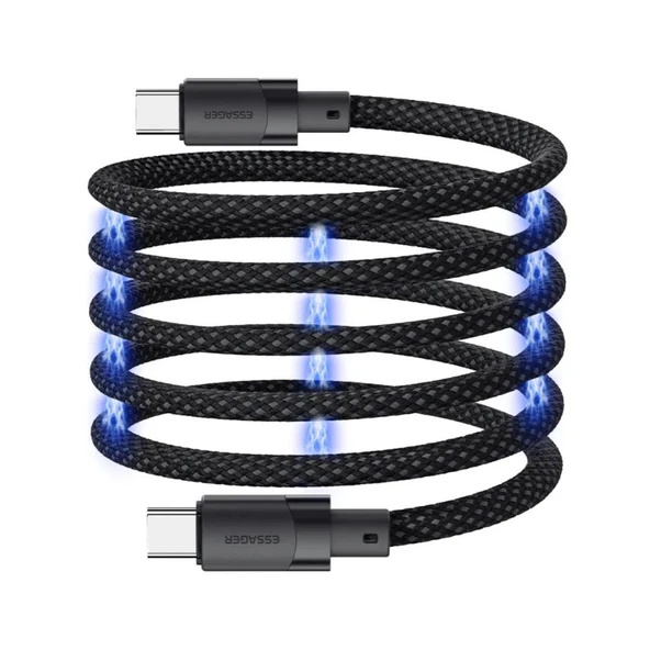 Essager 1 Metre PD 100W Manyetik Süper Hızlı Type C To Type C Şarj Data Kablosu, Akım, Isı Korumalı ürün görseli 1