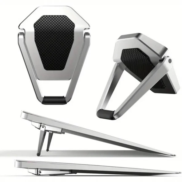 Polham Kaymaz Metal 2 adet 5MM 3M Yapışkanlı Katlanabilir Ultra Mini Laptop Standı,Portatif Taşınabilir ürün görseli 1