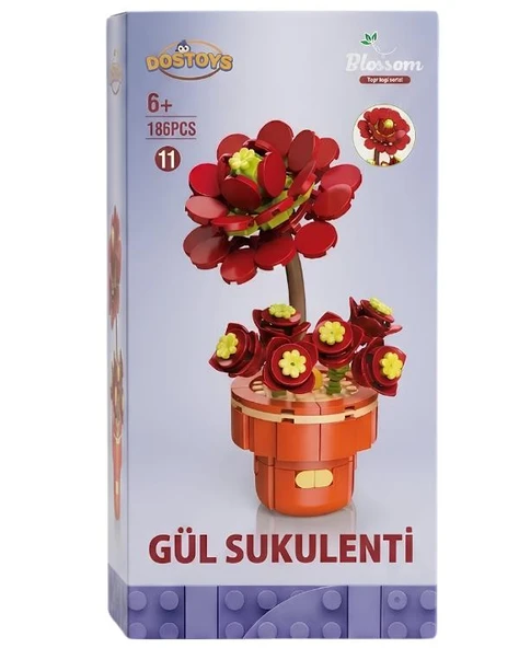 Dostoys Yapı Taşı Serisi Çiçek Yapım Seti Gül Sukulenti 186 Parça ürün görseli 1