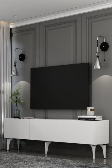 Dekortis Home Dekor 180DHDTS1BG SADEM TV SEHPASI,ÜNİTESİ BEYAZ-GÜMÜŞ ürün görseli 1