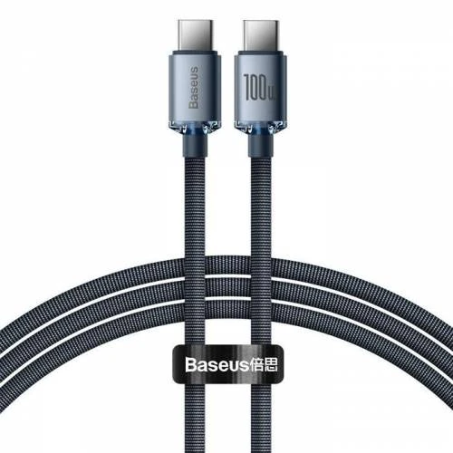 BASEUS 1.2mt Led Işıklı Örgülü 100W Type-C to Type-C Hızlı Şarj Kablosu Samsung Huawei Şarj ürün görseli 1