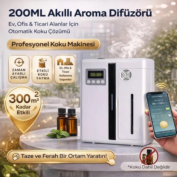 Polham Akıllı Aroma Difüzörü 200ML Profesyonel Koku Makinesi | 300m² Etkili | Zaman Ayarlı l Telefon Kontrollü ürün görseli 1