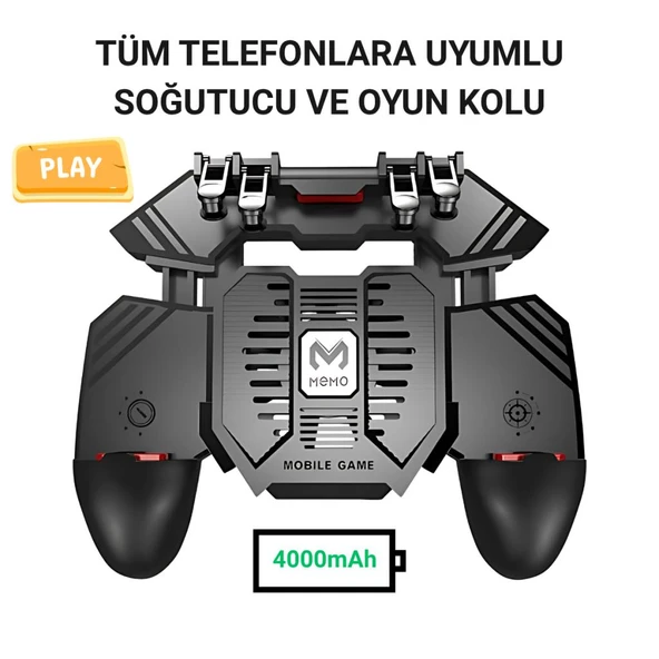 Polham 4000mAh Şarjlı Telefon Soğutucu ve Oyun Kolu, 6 Parmak Mobil Oyun Konsolu, Tüm Telefonlara Uyumlu ürün görseli 1