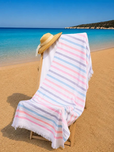 %100 Pamuk 90x170 cm Renkli Unisex Plaj Havlusu Baveno ürün görseli 1
