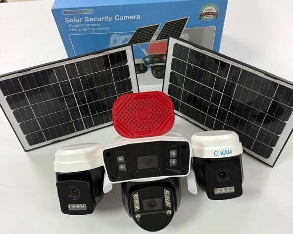 O-Kam OK335B Premium Serisi 12MP 4 Kameralı 4G Çift Solar Panel Gece Görüş 1 Yıl Turkcell +128GB Hafıza ürün görseli 1