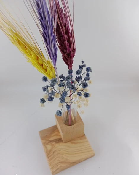 Woodile Doğal Zeytin Kökü ve Dişbudak Ahşap Deney Tüpü Kuru Çiçek Seti ürün görseli 1