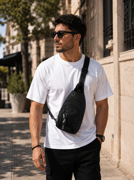 Bagacar Küçük Boy Usb Girişli Çok Gözlü Su Geçirmez Günlük Kullanım Çapraz Omuz Çantası ürün görseli 1