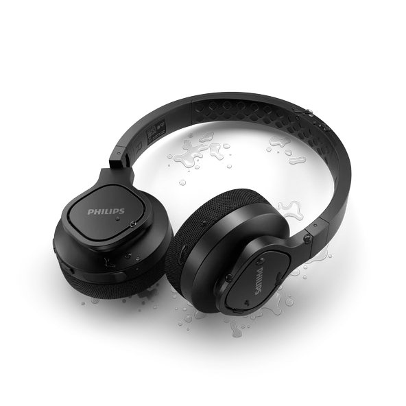 Philips Bluetooth Spor Kulak Üstü Kulaklık 35 Saat Pil Ter Dayanımlı 40 mm Sürücü Nefes Alabilir Yastık Mikrofonlu Siyah TAA4216BK ürün görseli 1