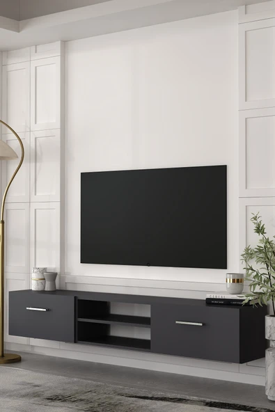 Dekortis Home Dekor 180DHDTDAR2AG EROS DUVARA MONTE TV SEHPASI,ÜNİTESİ ANTRASİT-GÜMÜŞ ürün görseli 1