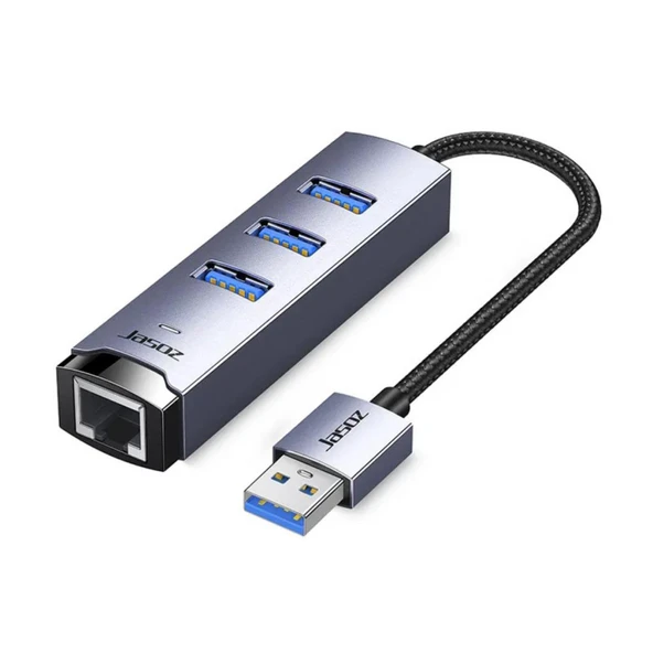 Polham Jazos 4in1 Type C to 1x 5Gbps RJ45 ve 3x USB Çoğaltıcı Okuyucu Adaptör, Klavye, Mouse Okuyucu ürün görseli 1