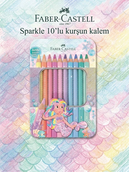 FABER CASTELL SPARKLE BOYA KALEMİ JUMBO 10 LU ürün görseli 1