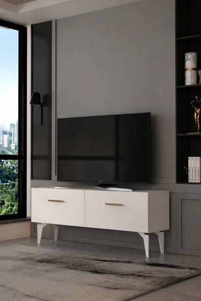 Dekortis Home Dekor 120DHDTS2BA EROS TV SEHPASI BEYAZ-ALTIN ürün görseli 1