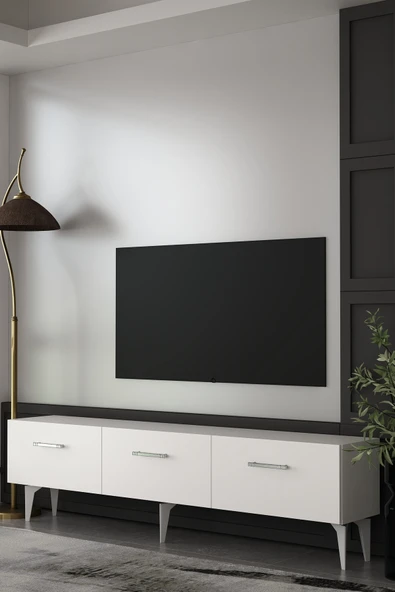 Dekortis Home Dekor 180DHDTS2BG EROS TV SEHPASI,ÜNİTESİ BEYAZ-GÜMÜŞ ürün görseli 1