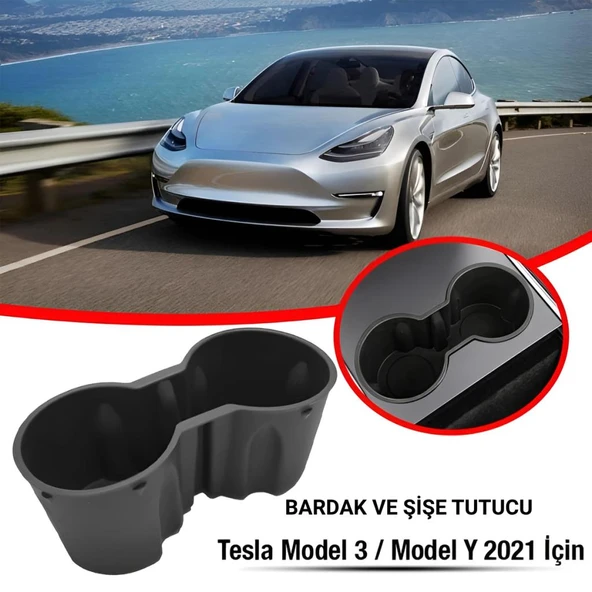 Polham Tesla Model 3 ve Model Y ile Uyumlu Bardak ve Şişe Tutucu, Temizlenebilir Çıkabilen Silikon Bardak Tutucu ürün görseli 1