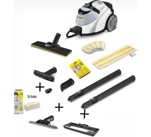 Karcher Sc 5 Easyfix Ironplug Buharlı Temizlik Makinesi 2200W 4.2 Bar Cam Halı Başlığı 15 Adet Mikrofiber Bez Hediyeli Profesyonel Ev Tipi Kimyasalsız Hijyenik Buhar Temizleyici Resmi Distribütör Gar ürün görseli 1