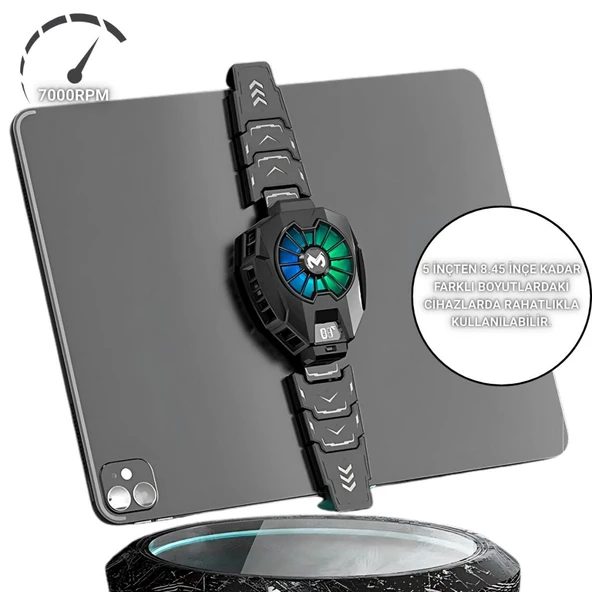 Polham RGB Işıklı Isı Göstergeli Tablet ve Telefon Uyumlu 7000RPM Ultra Güçlü Soğutucu Fan, Ultra Sessiz ürün görseli 1