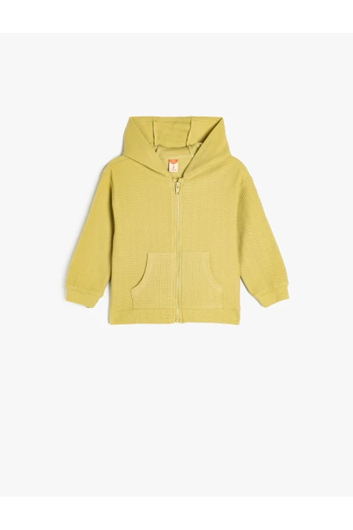 Koton Erkek Bebek Pamuklu Kanguru Cepli Fermuarlı Basic Kapşonlu Sweatshirt ürün görseli 1