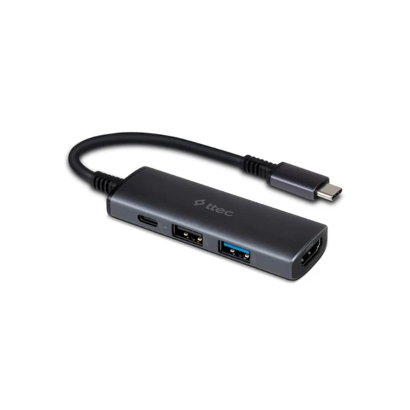 Ttec 4in1 100W Type C Çoğaltıcı Çevirici HUB, 2x USB, 1x PD Type C ve 1x 4K HDMİ Girişli Çoğaltıcı Adaptör ürün görseli 1